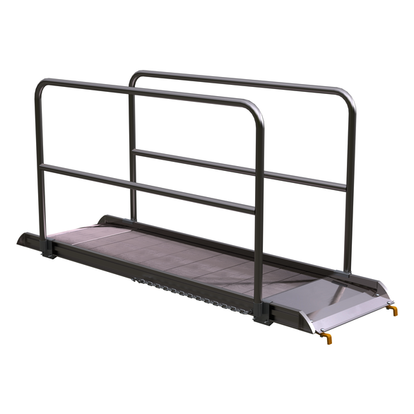 ALUM WALK RAMP W/RAIL HOOK 96 X 28 IN