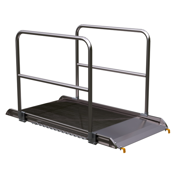 ALUM WALK RAMP W/RAIL HOOK 72 X 38 IN