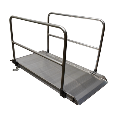 ALUM WALK RAMP W/RAIL OVERLAP 84 X 38 IN