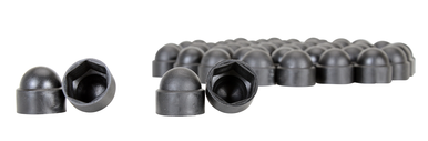 BLACK PLASTIC BOLT CAPS PACK OF 1/2 IN