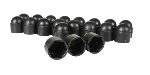 BLACK PLASTIC BOLT CAPS PACK OF 3/4 IN