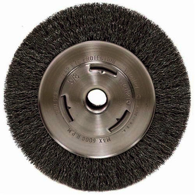 Vortec Pro 06655 Wide Face Wheel Brush, 7 in Dia Brush, 7/8 in W Face, 0.014 in Dia Crimped Filament/Wire, 5/8 in Arbor Hole