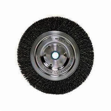 Vortec Pro 02325 Medium Face Wheel Brush, 6 in Dia Brush, 5/8 in W Face, 0.014 in Dia Crimped Filament/Wire, 1/2 to 5/8 in Arbor Hole