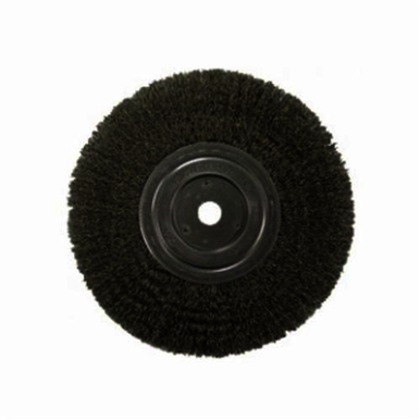 Weiler 01259 Narrow Face Wheel Brush, 10 in Dia Brush, 3/4 in W Face, 0.014 in Dia Crimped Filament/Wire, 1-1/4 in Arbor Hole