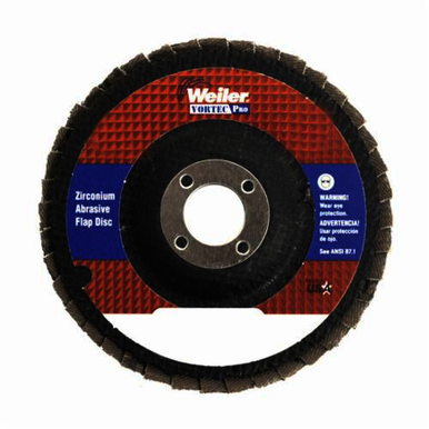 Vortec Pro Wolverine 31356 Fast Cut Coated Abrasive Flap Disc, 5 in Dia, 7/8 in Center Hole, 40 Grit, Coarse Grade, Zirconia Alumina Abrasive, Type 29/Angled Disc