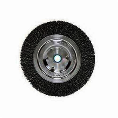 Vortec Pro 36200 Narrow Face Wheel Brush, 6 in Dia Brush, 0.014 in Dia Crimped Filament/Wire, 1/2 to 5/8 in Arbor Hole