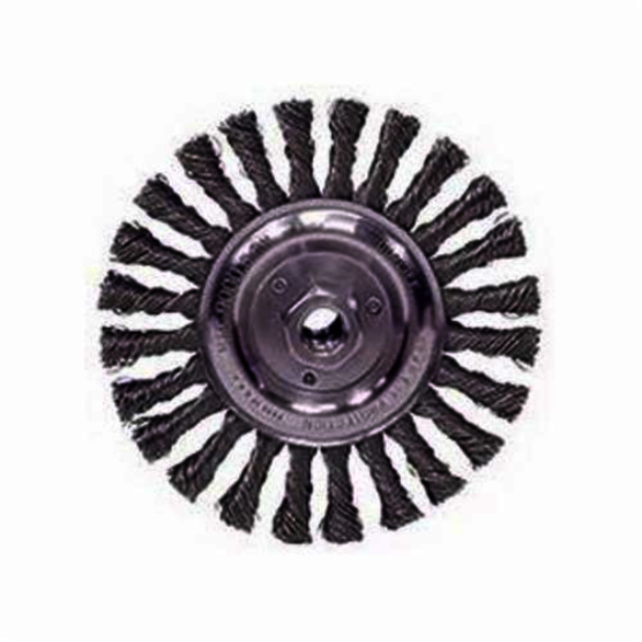 Vortec Pro 36224 Wide Face Wheel Brush With Nut, 6 in Dia Brush, 0.025 in Dia Standard/Twist Knot Filament/Wire, 5/8-11 Arbor Hole