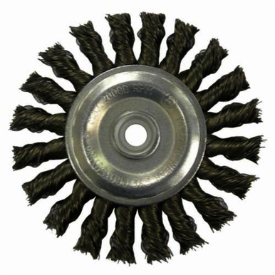 Vortec Pro 36226 Wide Face Wheel Brush, 4 in Dia Brush, 0.014 in Dia Standard/Twist Knot Filament/Wire, 1/2 to 3/8 in Arbor Hole