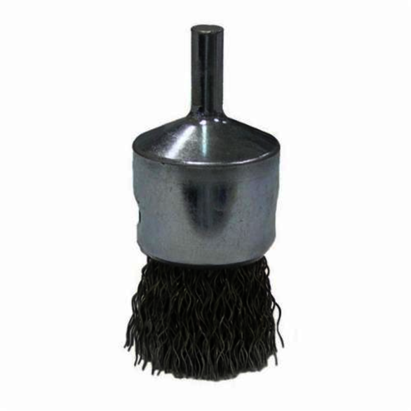 Vortec Pro 36248 Stem Mount End Brush, 1 in, Crimped, 0.014 in, Steel Fill, 7/8 in L Trim