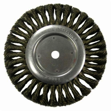 Vortec Pro 36279 Wide Face Wheel Brush, 8 in Dia Brush, 0.023 in Dia Standard/Twist Knot Filament/Wire, 5/8 in Arbor Hole