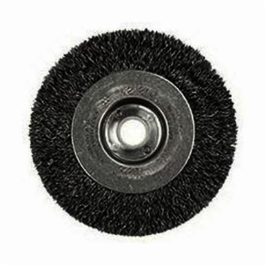 Weiler 00135 Narrow Face Wheel Brush, 4 in Dia Brush, 1/2 in W Face, 0.0118 in Dia Crimped Filament/Wire, 1/2 to 5/8 in Arbor Hole