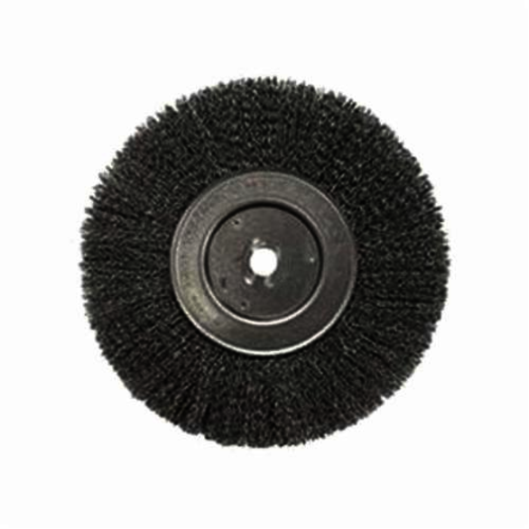 Weiler 01258 Narrow Face Wheel Brush, 10 in Dia Brush, 3/4 in W Face, 0.014 in Dia Crimped Filament/Wire, 3/4 in Arbor Hole