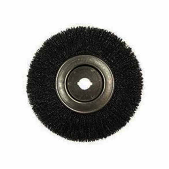 Weiler 01250-12 Narrow Face Wheel Brush, 10 in Dia Brush, 3/4 in W Face, 0.014 in Dia Crimped Filament/Wire, 1 in Arbor Hole