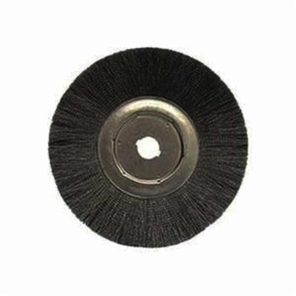 Weiler 01309 Narrow Face Wheel Brush, 12 in Dia Brush, 3/4 in W Face, 0.0104 in Dia Crimped Filament/Wire, 1-1/4 in Arbor Hole