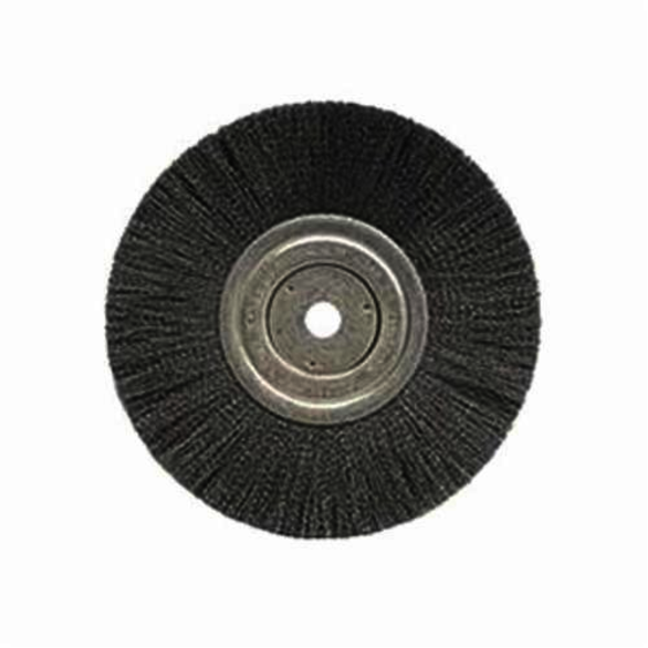 Weiler 01805 Narrow Face Wheel Brush, 8 in Dia Brush, 3/4 in W Face, 0.0118 in Dia Crimped Filament/Wire, 5/8 in Arbor Hole