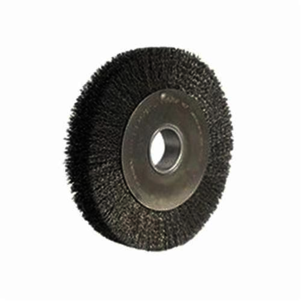 Weiler 03190 Wide Face Wheel Brush, 10 in Dia Brush, 2 in W Face, 0.0118 in Dia Crimped Filament/Wire, 2 in Arbor Hole
