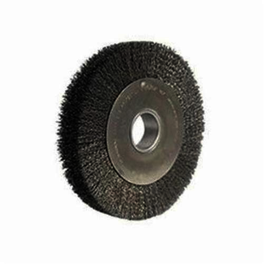 Weiler 03590 Wide Face Wheel Brush, 8 in Dia Brush, 1-1/2 in W Face, 0.0118 in Dia Crimped Filament/Wire, 2 in Arbor Hole