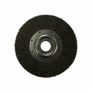 Weiler 03230 Wide Face Wheel Brush, 12 in Dia Brush, 2 in W Face, 0.014 in Dia Crimped Filament/Wire, 2 in Arbor Hole