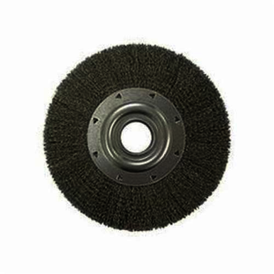Weiler 03240 Wide Face Wheel Brush, 12 in Dia Brush, 2 in W Face, 0.02 in Dia Crimped Filament/Wire, 2 in Arbor Hole