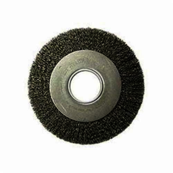 Weiler 06490 Medium Face Wheel Brush, 8 in Dia Brush, 1 in W Face, 0.0118 in Dia Crimped Filament/Wire, 2 in Arbor Hole