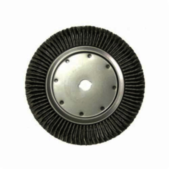 Weiler 13113P Wheel Brush With Nut, 4 in Dia Brush, 1/2 in W Face, 0.014 in Dia Standard/Twist Knot Filament/Wire, 5/8-11 Arbor Hole