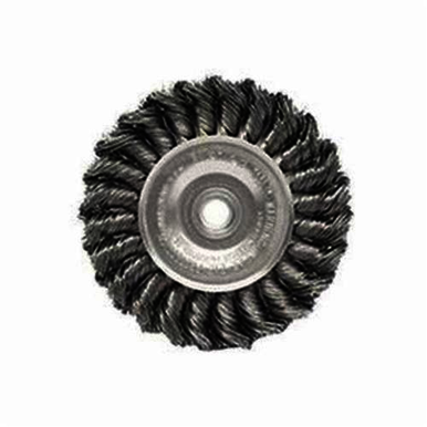 Weiler 08034 Wheel Brush, 4 in Dia Brush, 1/2 in W Face, 0.0118 in Dia Standard/Twist Knot Filament/Wire, 1/2 to 3/8 in Arbor Hole