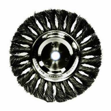 Weiler 08045 Wheel Brush, 4 in Dia Brush, 1/2 in W Face, 0.014 in Dia Standard/Twist Knot Filament/Wire, 1/2 to 5/8 in Arbor Hole
