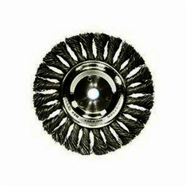 Weiler 08075 Wheel Brush, 6 in Dia Brush, 1/2 in W Face, 0.0118 in Dia Standard/Twist Knot Filament/Wire, 1/2 to 5/8 in Arbor Hole
