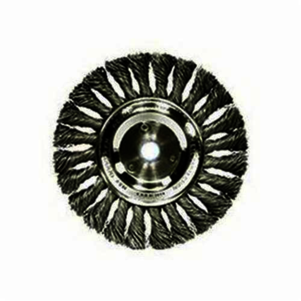 Weiler 08075 Wheel Brush, 6 in Dia Brush, 1/2 in W Face, 0.0118 in Dia Standard/Twist Knot Filament/Wire, 1/2 to 5/8 in Arbor Hole