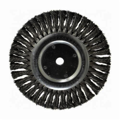 Weiler 08135 Wheel Brush, 8 in Dia Brush, 5/8 in W Face, 0.014 in Dia Standard/Twist Knot Filament/Wire, 5/8 in Arbor Hole