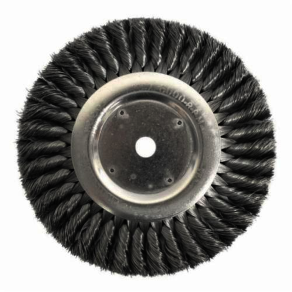 Weiler 08138 Wheel Brush, 8 in Dia Brush, 5/8 in W Face, 0.014 in Dia Standard/Twist Knot Filament/Wire, 3/4 in Arbor Hole