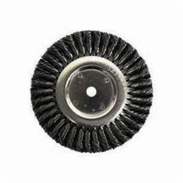 Weiler 08155 Wheel Brush, 8 in Dia Brush, 5/8 in W Face, 0.023 in Dia Standard/Twist Knot Filament/Wire, 5/8 in Arbor Hole