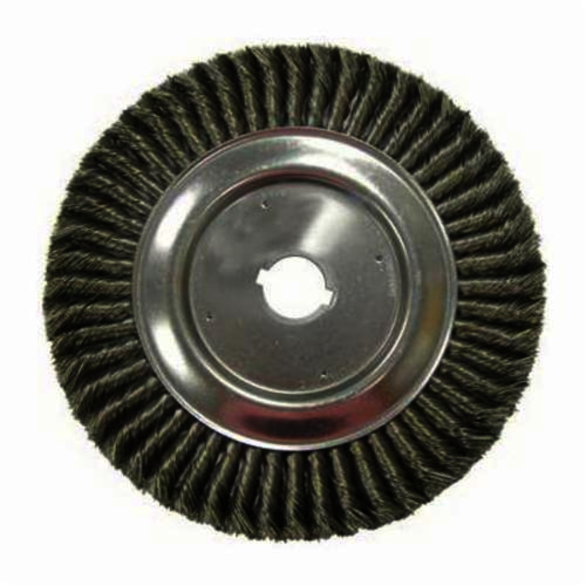 Weiler 08189 Wheel Brush, 10 in Dia Brush, 3/4 in W Face, 0.016 in Dia Standard/Twist Knot Filament/Wire, 1-1/4 in Arbor Hole