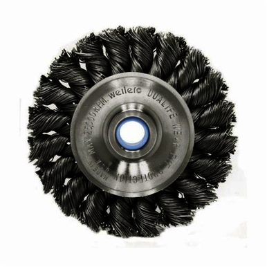 Weiler 08254 Wheel Brush, 3 in Dia Brush, 3/8 in W Face, 0.0118 in Dia Standard/Twist Knot Filament/Wire, 1/2 to 3/8 in Arbor Hole