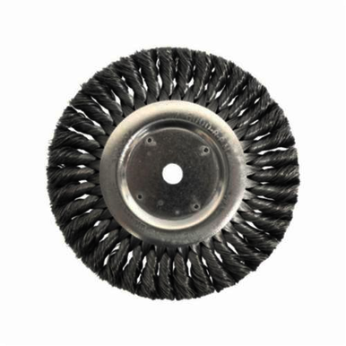 Weiler 08395 Wheel Brush, 8 in Dia Brush, 5/8 in W Face, 0.016 in Dia Standard/Twist Knot Filament/Wire, 5/8 in Arbor Hole