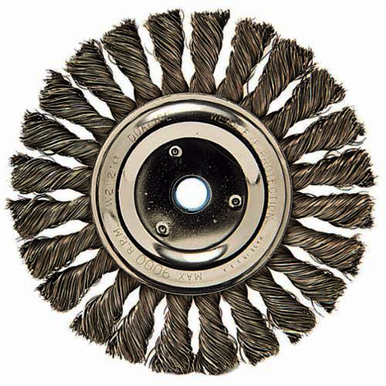 Weiler 08695 Wheel Brush, 6 in Dia Brush, 3/8 in W Face, 0.023 in Dia Cable Twist Knot Filament/Wire, 1/2 to 5/8 in Arbor Hole