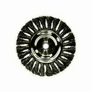 Weiler 08975 Wheel Brush, 6 in Dia Brush, 5/8 in W Face, 0.016 in Dia Standard/Twist Knot Filament/Wire, 1/2 to 5/8 in Arbor Hole