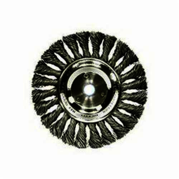 Weiler 08975 Wheel Brush, 6 in Dia Brush, 5/8 in W Face, 0.016 in Dia Standard/Twist Knot Filament/Wire, 1/2 to 5/8 in Arbor Hole