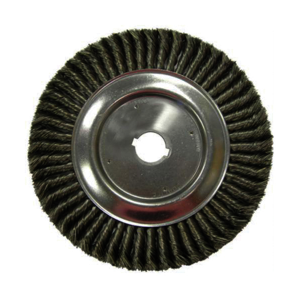 Weiler 09719 Wheel Brush, 12 in Dia Brush, 5/8 in W Face, 0.02 in Dia Standard/Twist Knot Filament/Wire, 1-1/4 in Arbor Hole