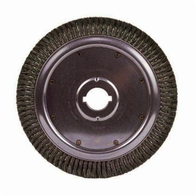 Weiler 09809 Extra High Density Wheel Brush With (2) 5/16 x 5/32 in Keyway, 14 in Dia Brush, 3/4 in W Face, 0.02 in Dia Standard/Twist Knot Filament/Wire, 1-1/4 in Arbor Hole