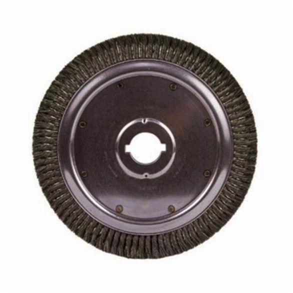 Weiler 09840 Extra High Density Wheel Brush With (2) 1/2 x 1/4 in Keyways, 15 in Dia Brush, 3/4 in W Face, 0.02 in Dia Standard/Twist Knot Filament/Wire, 2 in Arbor Hole
