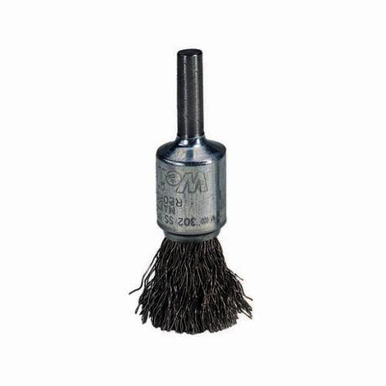 Weiler 10003 Stem Mount End Brush, 1/2 in, Crimped, 0.014 in, Steel Fill, 7/8 in L Trim