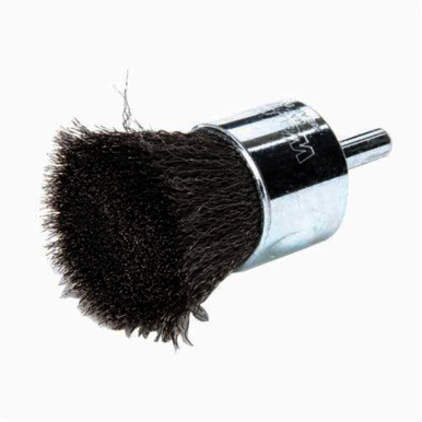 Weiler 10009V Vending Ready End Brush, 1 in Dia Brush, Crimped, 0.006 in Dia Filament/Wire, Steel Fill, 1 in L Trim