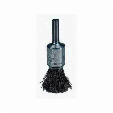Weiler 10014 Stem Mount End Brush, 1/2 in, Crimped, 0.0104 in, Stainless Steel Fill, 7/8 in L Trim