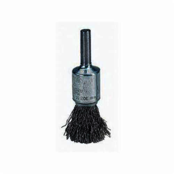 Weiler 10014 Stem Mount End Brush, 1/2 in, Crimped, 0.0104 in, Stainless Steel Fill, 7/8 in L Trim