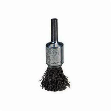 Weiler 10015 Stem Mount End Brush, 1/2 in, Crimped, 0.014 in, Stainless Steel Fill, 7/8 in L Trim