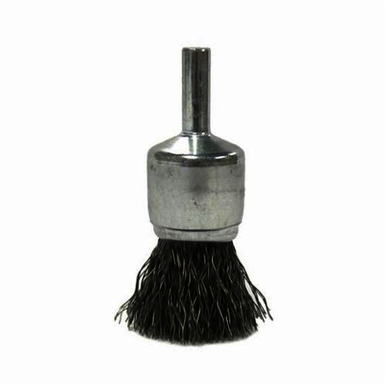 Weiler 10019 Stem Mount End Brush, 3/4 in, Crimped, 0.014 in, Stainless Steel Fill, 7/8 in L Trim