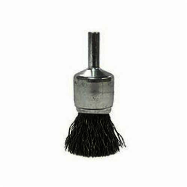 Weiler 10020 Stem Mount End Brush, 3/4 in, Crimped, 0.02 in, Stainless Steel Fill, 7/8 in L Trim