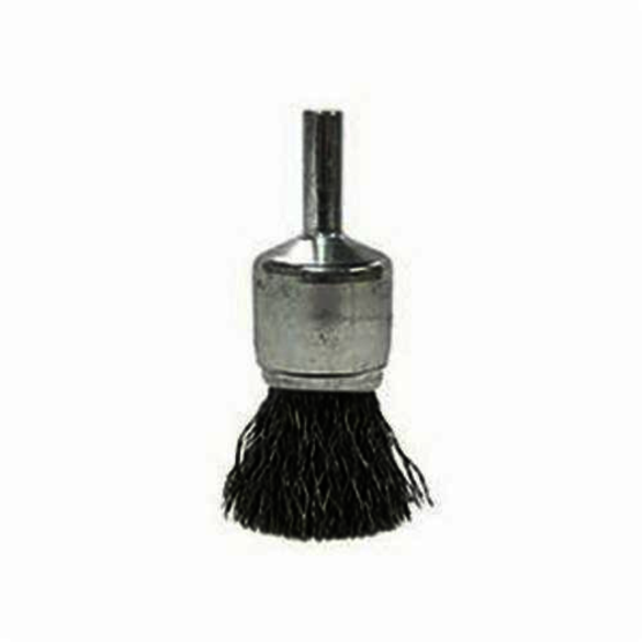 Weiler 10020 Stem Mount End Brush, 3/4 in, Crimped, 0.02 in, Stainless Steel Fill, 7/8 in L Trim