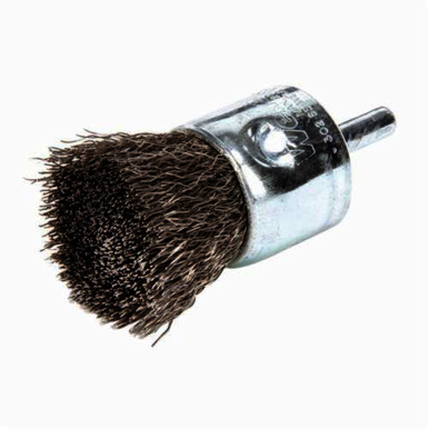 Weiler 10022V Vending Ready End Brush, 1 in Dia Brush, Crimped, 0.0104 in Dia Filament/Wire, Stainless Steel Fill